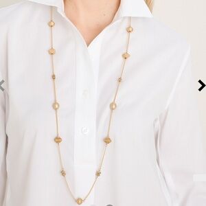 NWT Retired Chico’s Single Strand Goldtone Beaded Besar Necklace